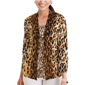 Chico's The Perfect Layer Cardigan Trending Leopard Print Size XL